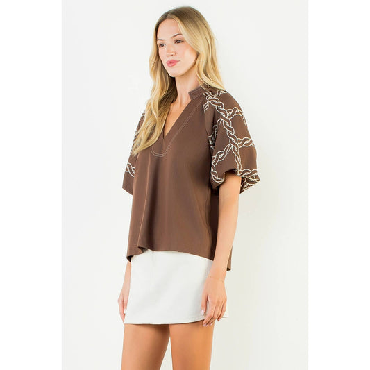 Emory Embroidered Sleeve Top