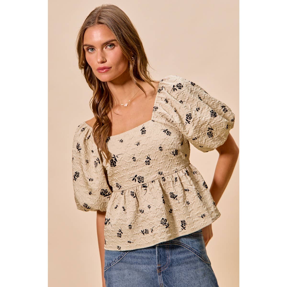 Rose Square Neck Top