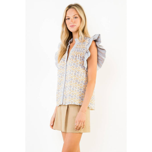 Flora Fluttered Pattern Top