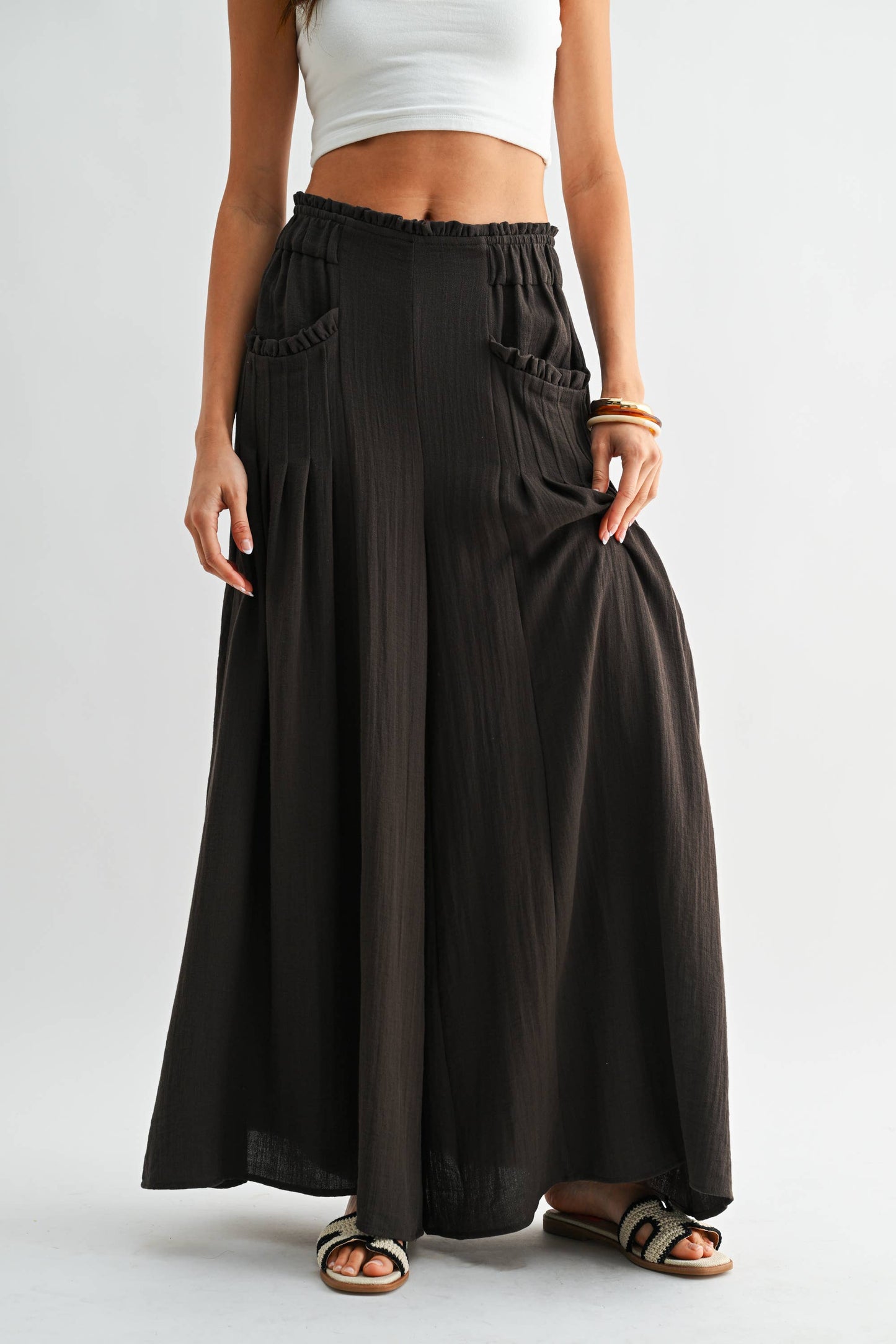 Carrie Wide-Leg Palazzo Brown