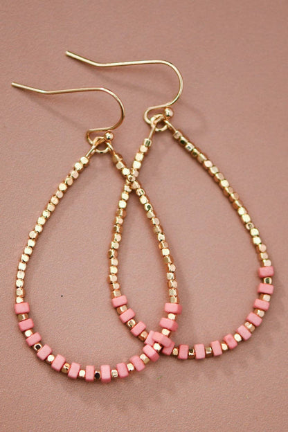 Gold Plated Brass and Natural Stone Drop Earrings