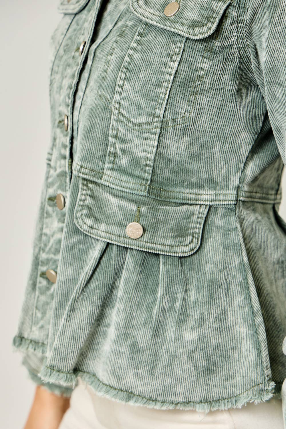 61134 Washed Denim Peplum Jacket