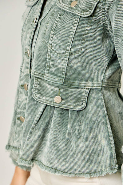 61134 Washed Denim Peplum Jacket