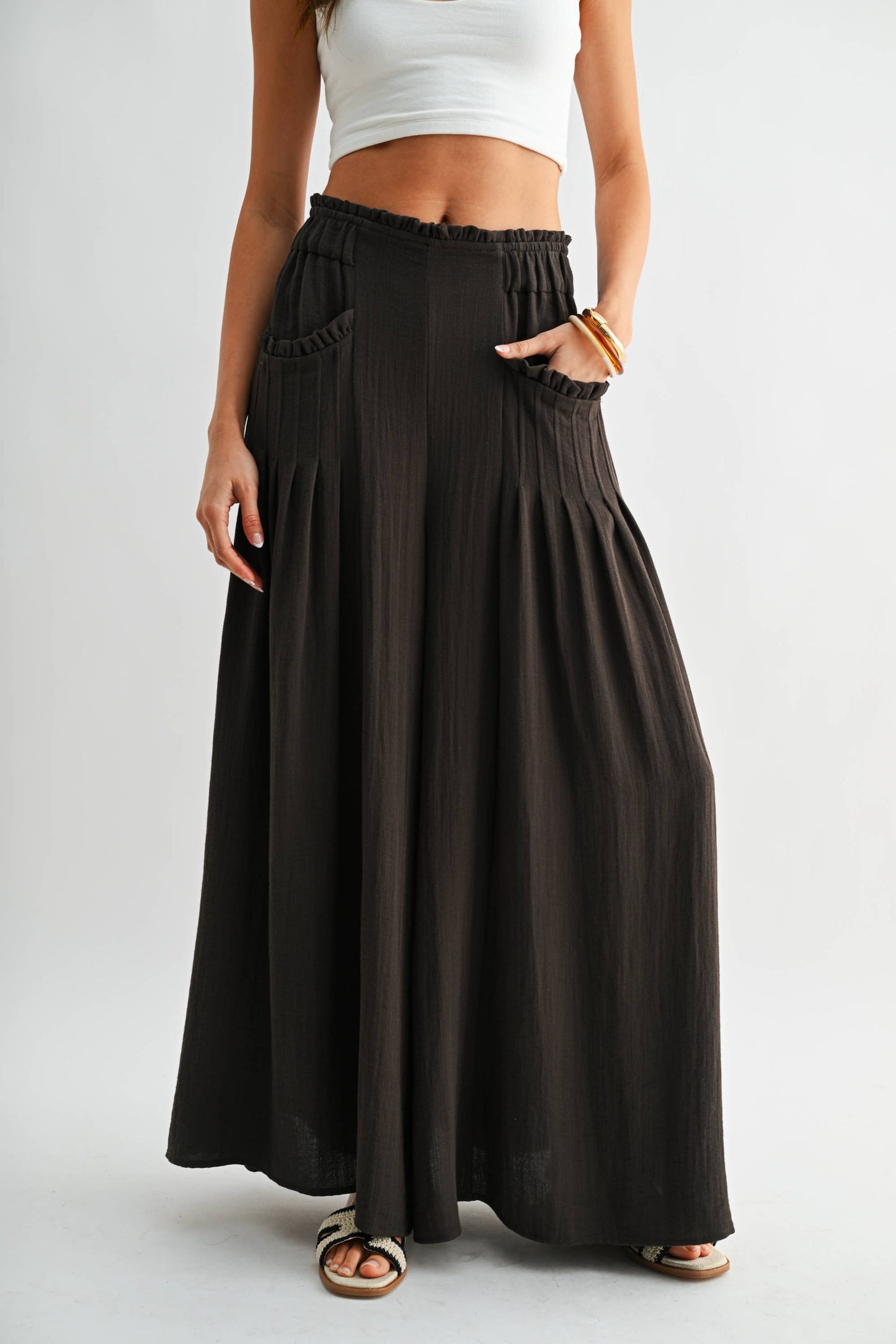 Carrie Wide-Leg Palazzo Brown