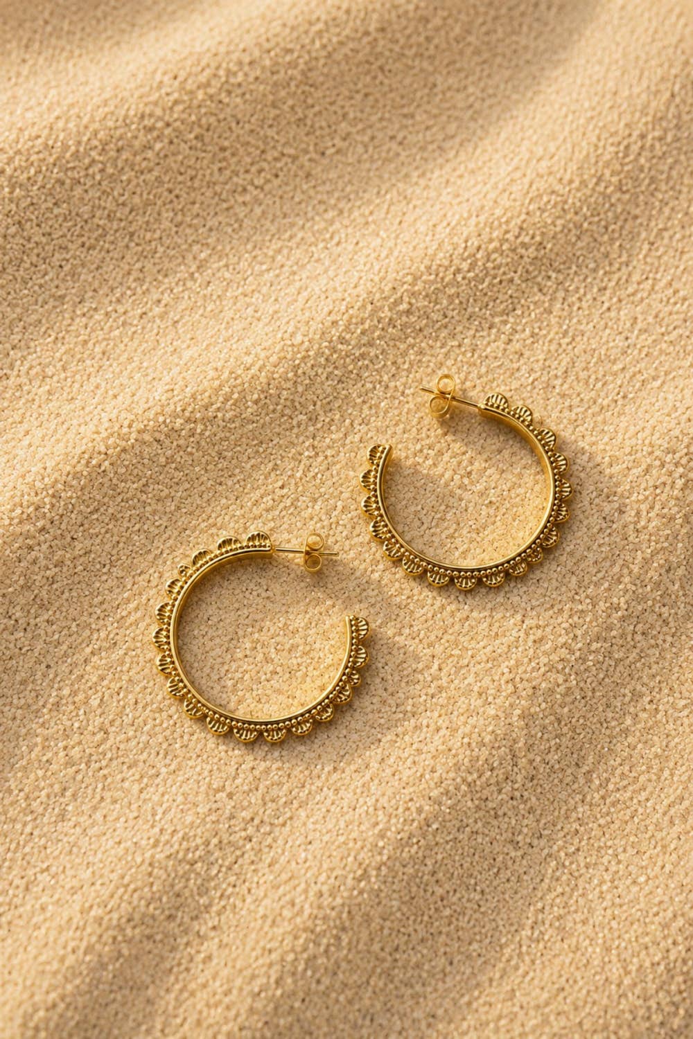 Luxe Gold Scalloped Hoops