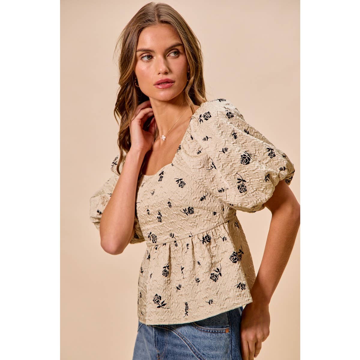 Rose Square Neck Top