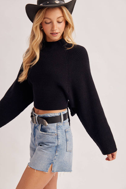 Ivy Open Back Sweater ( Black or Mocha)