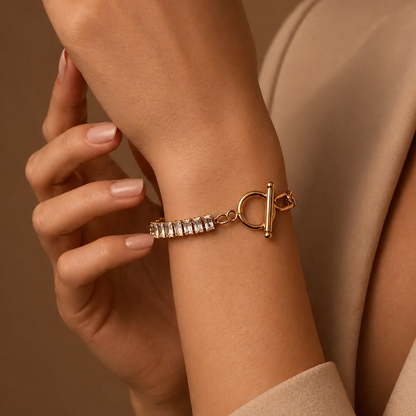 18K Gold Plated & Gem