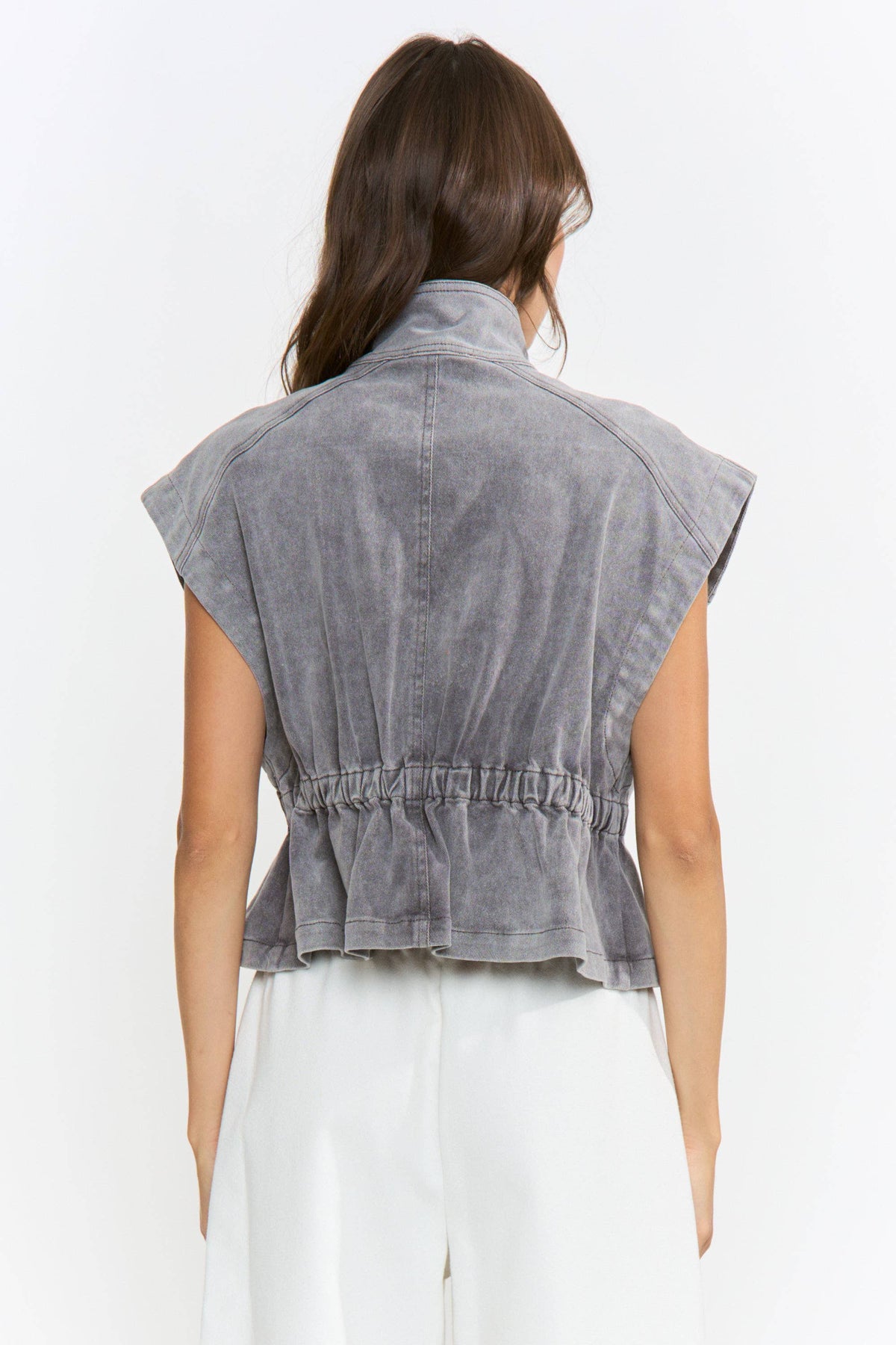Structured Sleeveless Denim Vest Jacket