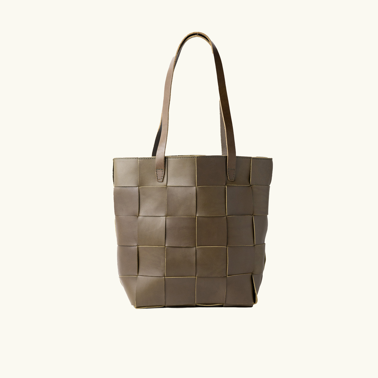 Woven Full-Grain Leather Tote Bag