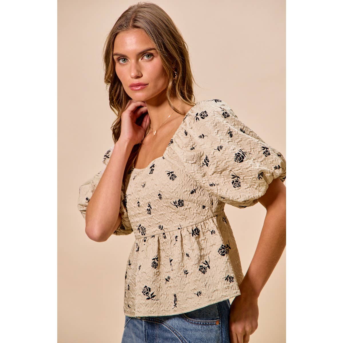Rose Square Neck Top
