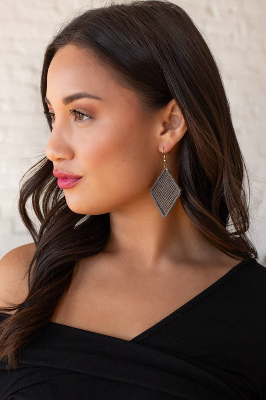 Grace Diamond Crochet Earrings ( Gray )