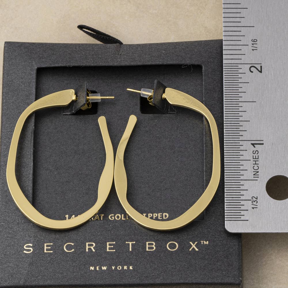 14K Gold Dipped Twisted Flat Oval Hoop Earrings