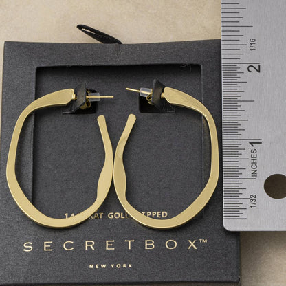 14K Gold Dipped Twisted Flat Oval Hoop Earrings