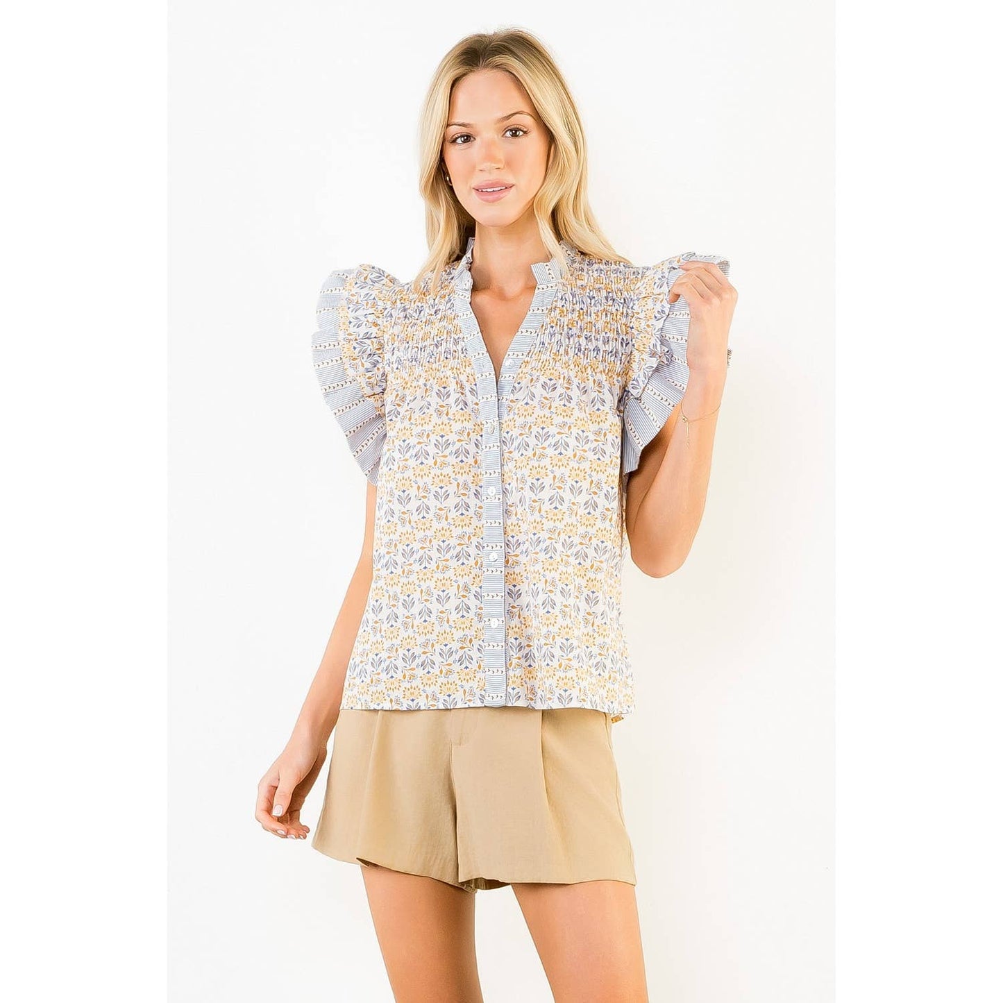 Flora Fluttered Pattern Top