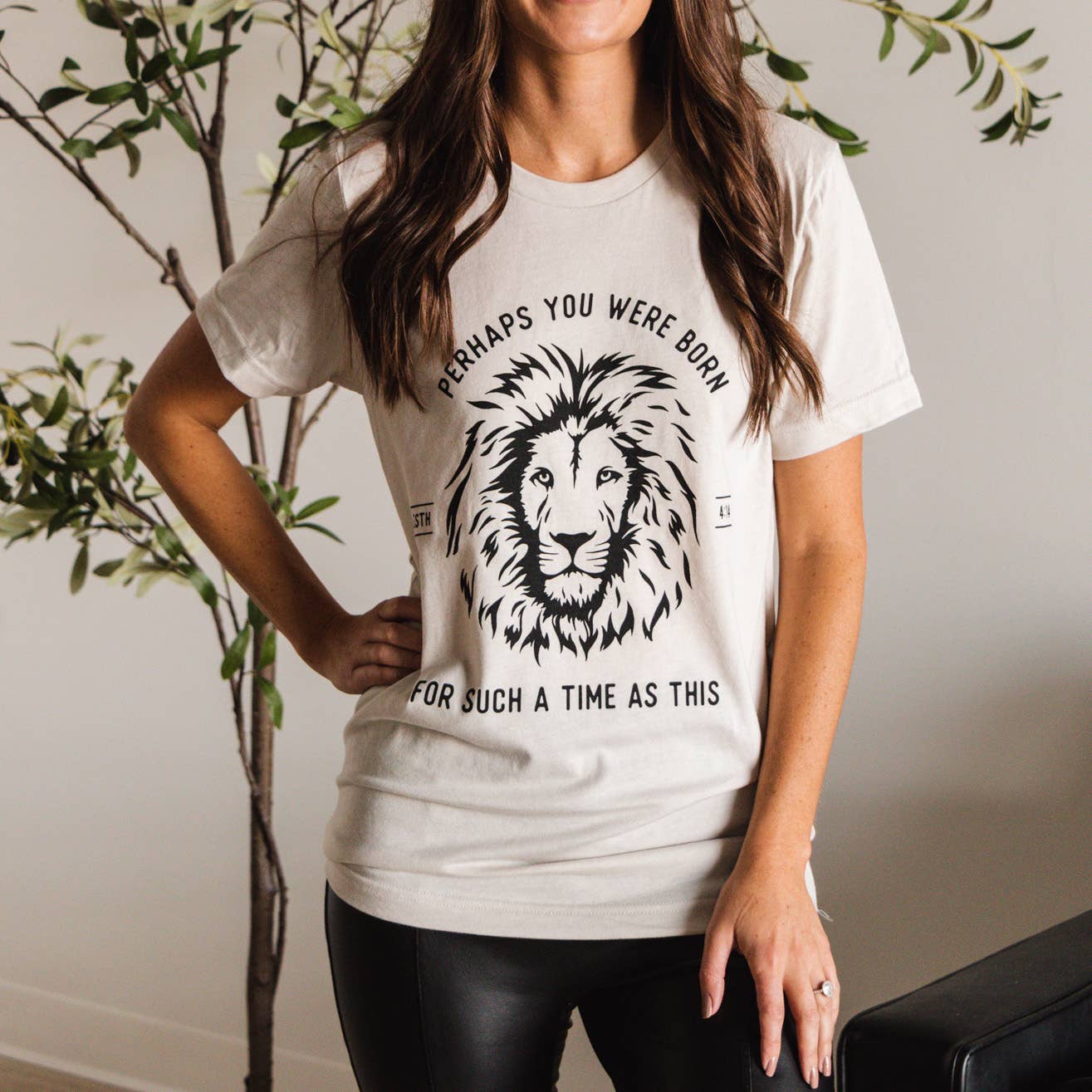 For Such a Time Esther Lion Christian Graphic Tee - Stone