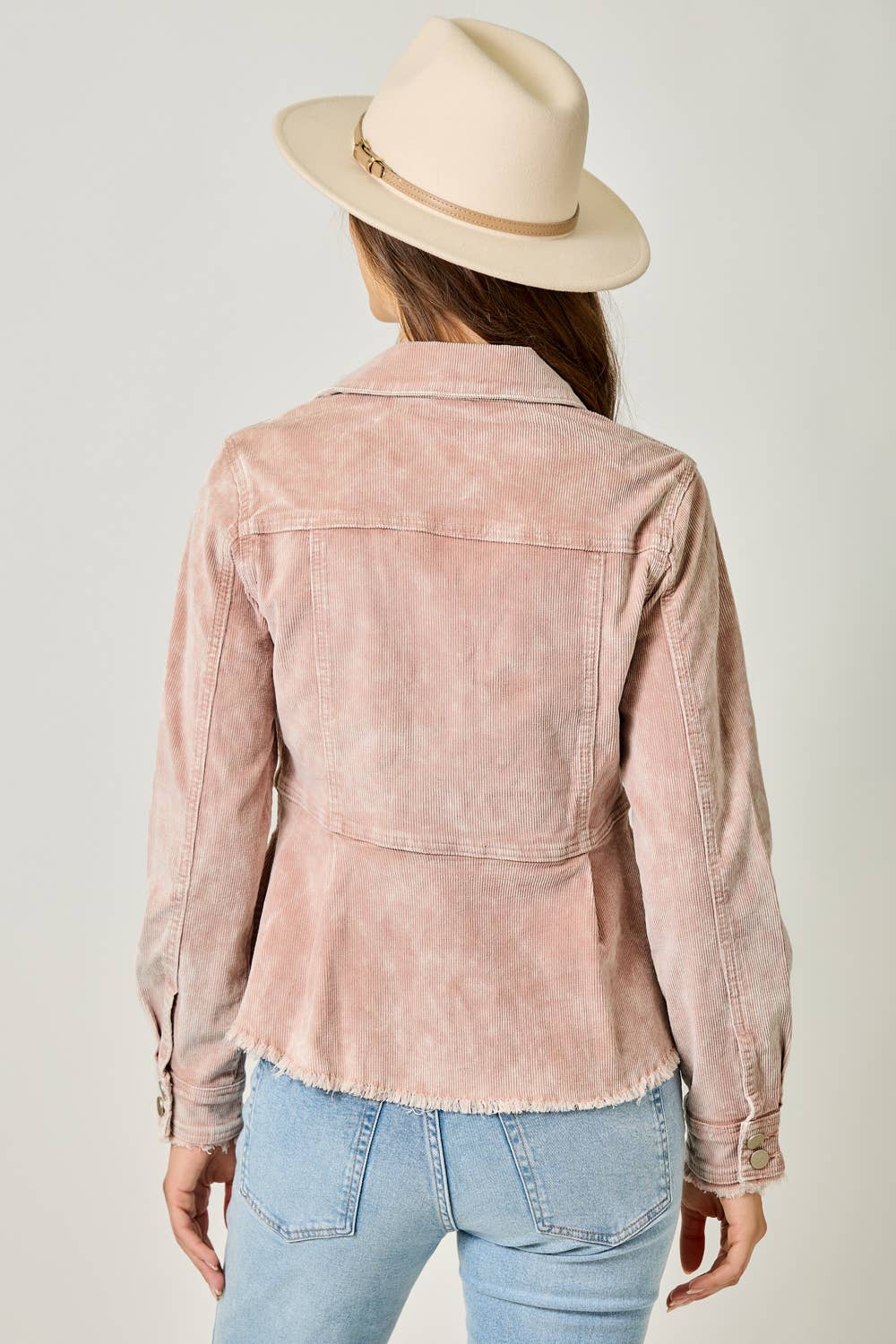 61134 Washed Denim Peplum Jacket