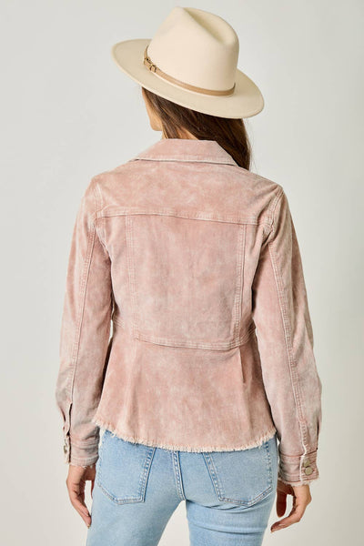 61134 Washed Denim Peplum Jacket