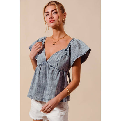 DENIM BABYDOLL TOP