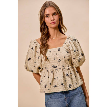 Rose Square Neck Top