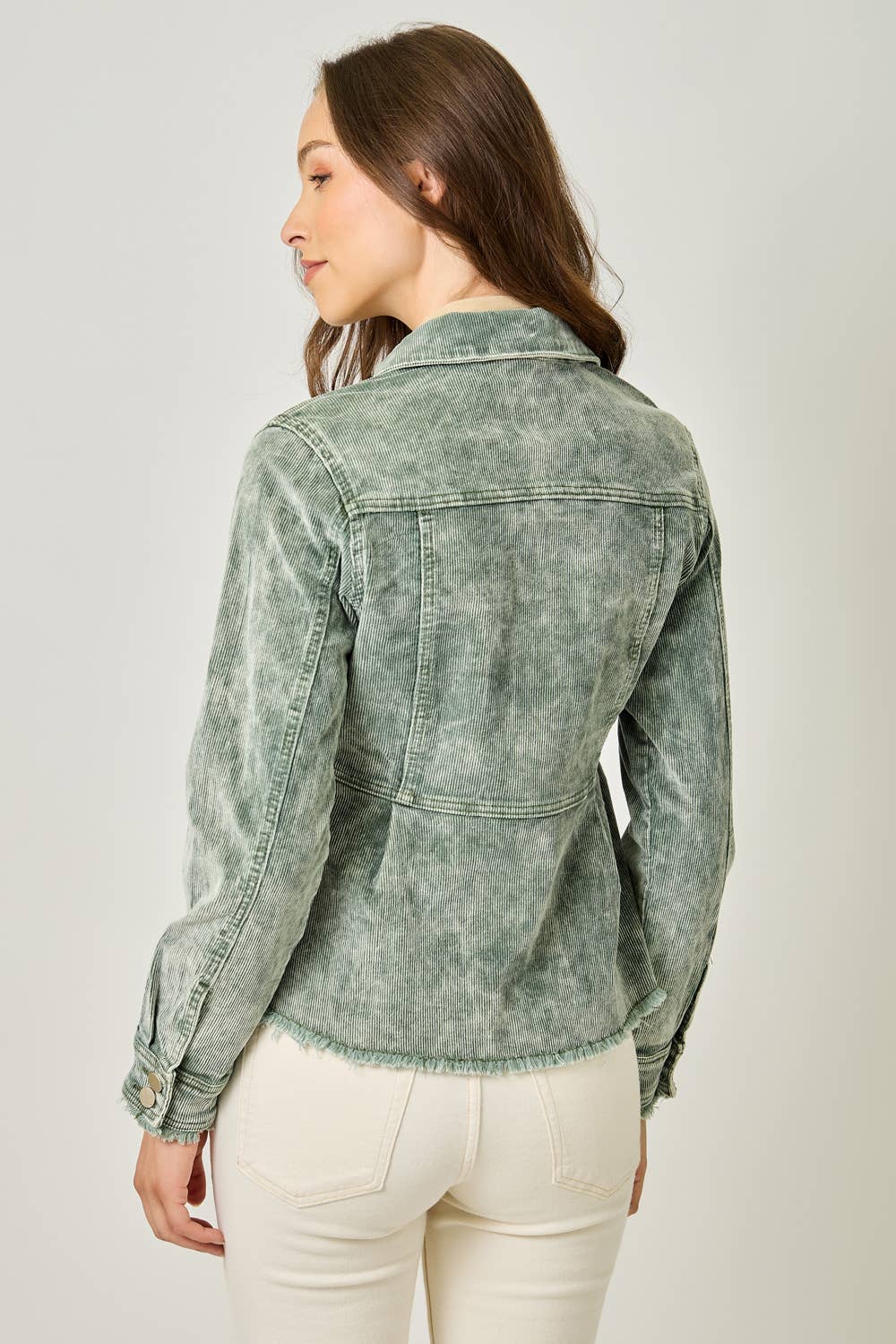 61134 Washed Denim Peplum Jacket