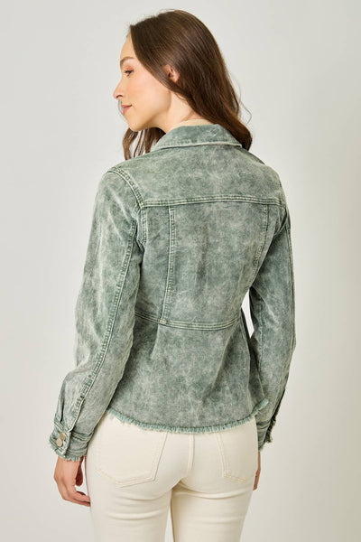 61134 Washed Denim Peplum Jacket