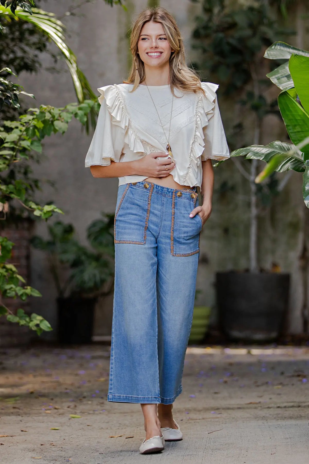 Kara Whipstitch Pocket Denim