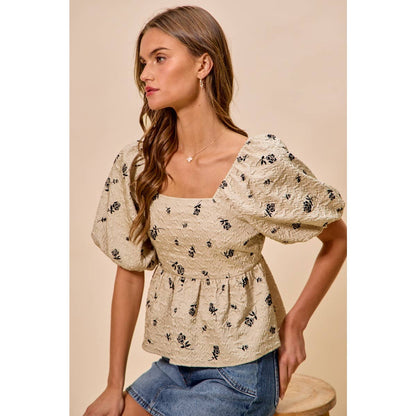 Rose Square Neck Top