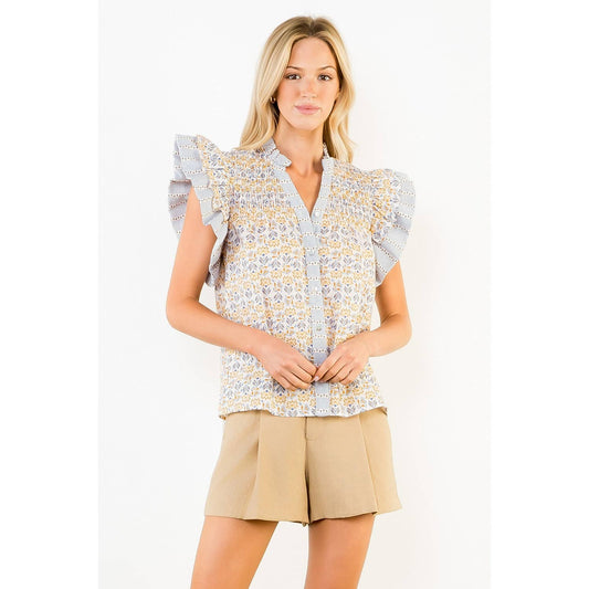 Flora Fluttered Pattern Top