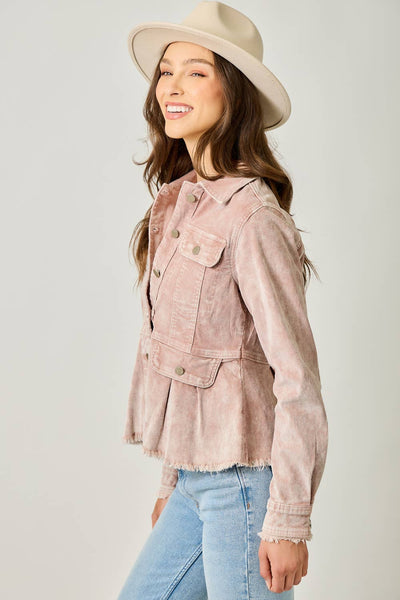 61134 Washed Denim Peplum Jacket