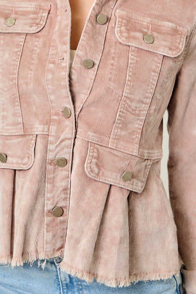 61134 Washed Denim Peplum Jacket