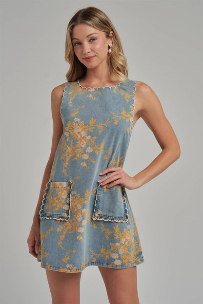 Sidney Scalloped Mini Dress