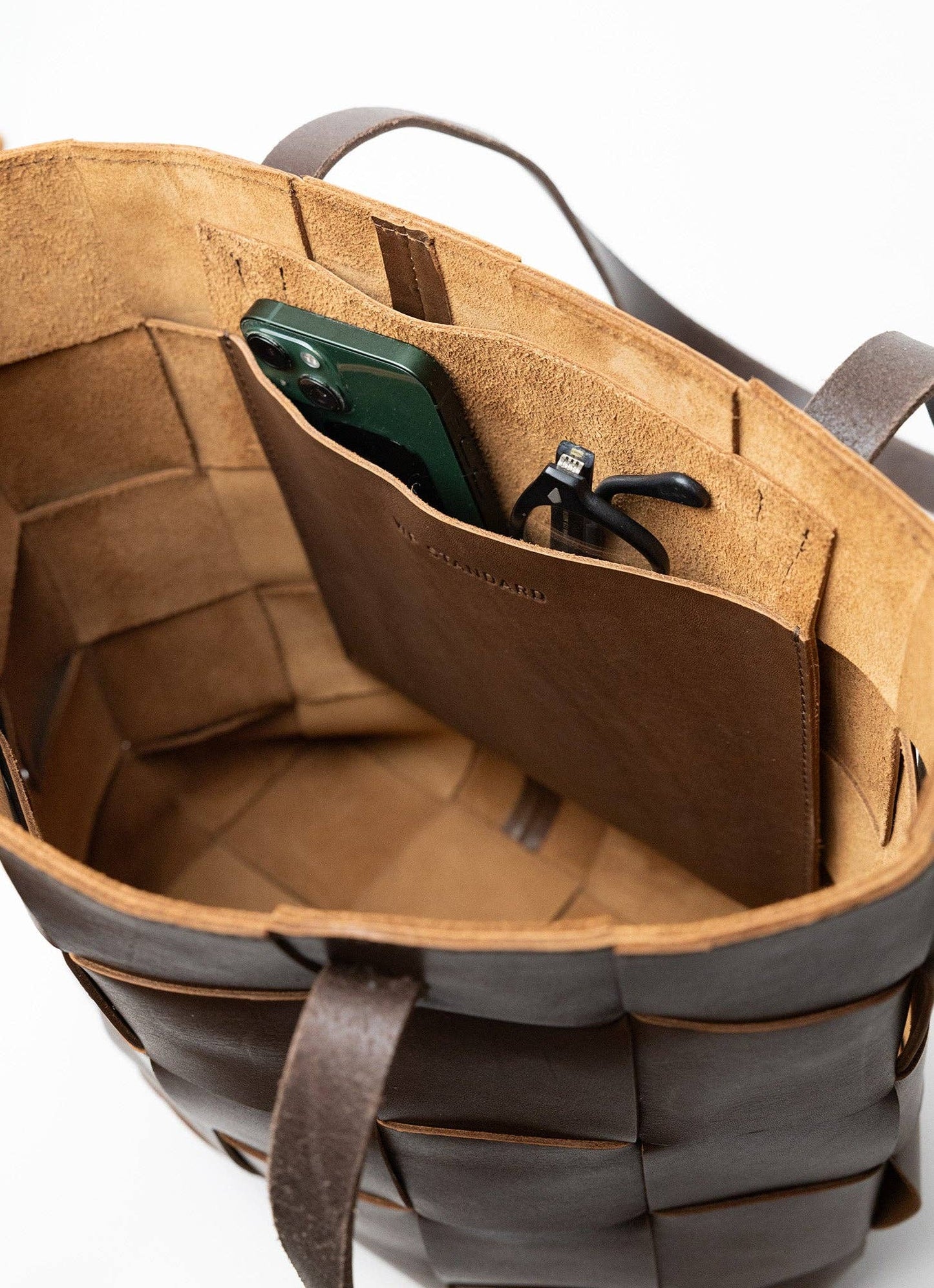 Woven Full-Grain Leather Tote Bag