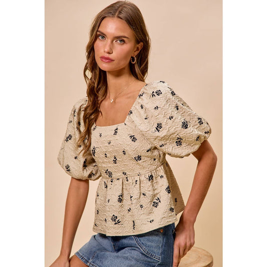 Rose Square Neck Top