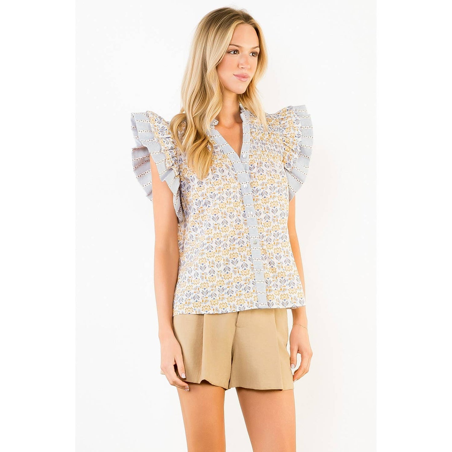 Flora Fluttered Pattern Top