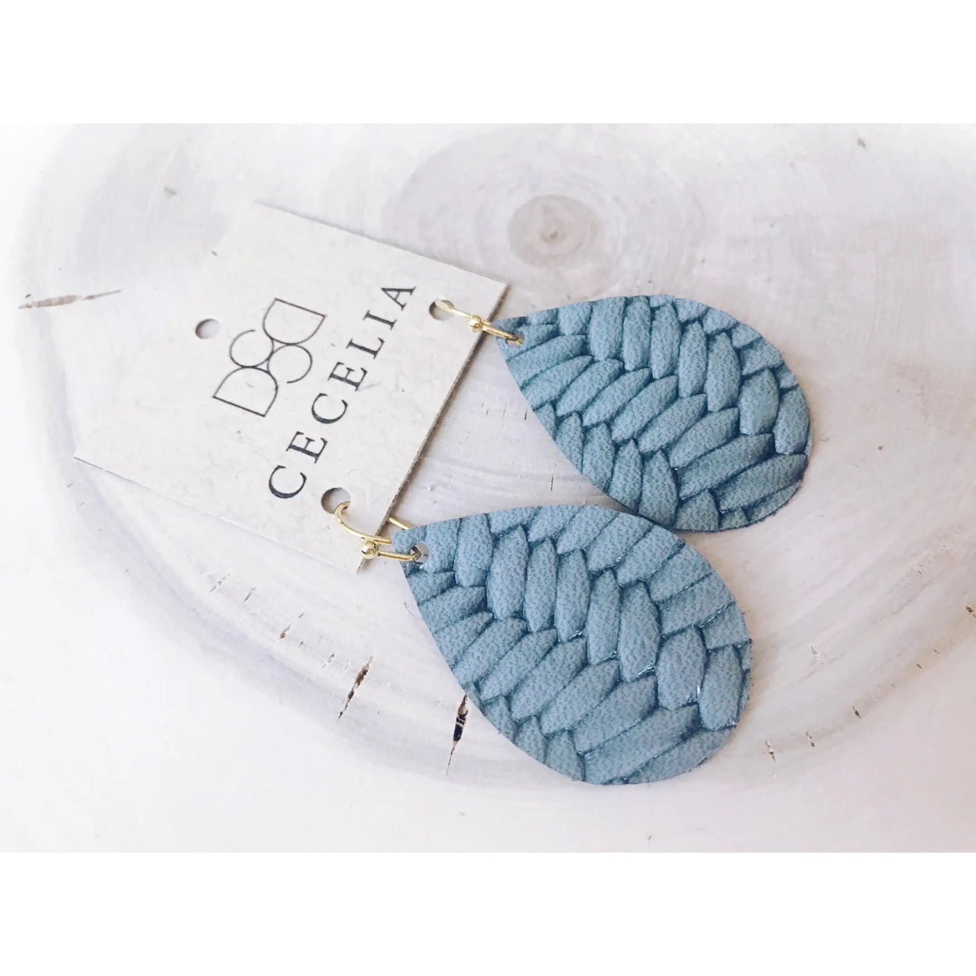 Small Leather Earring ( Seafoam)